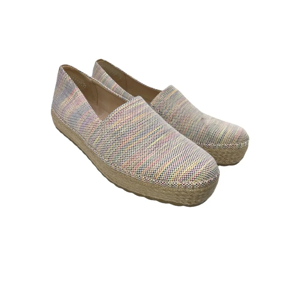 Dr. Scholl's Sunray Espadrille‎ Slip-On Shoes Women 10 Fabric Coastal Rainbow
